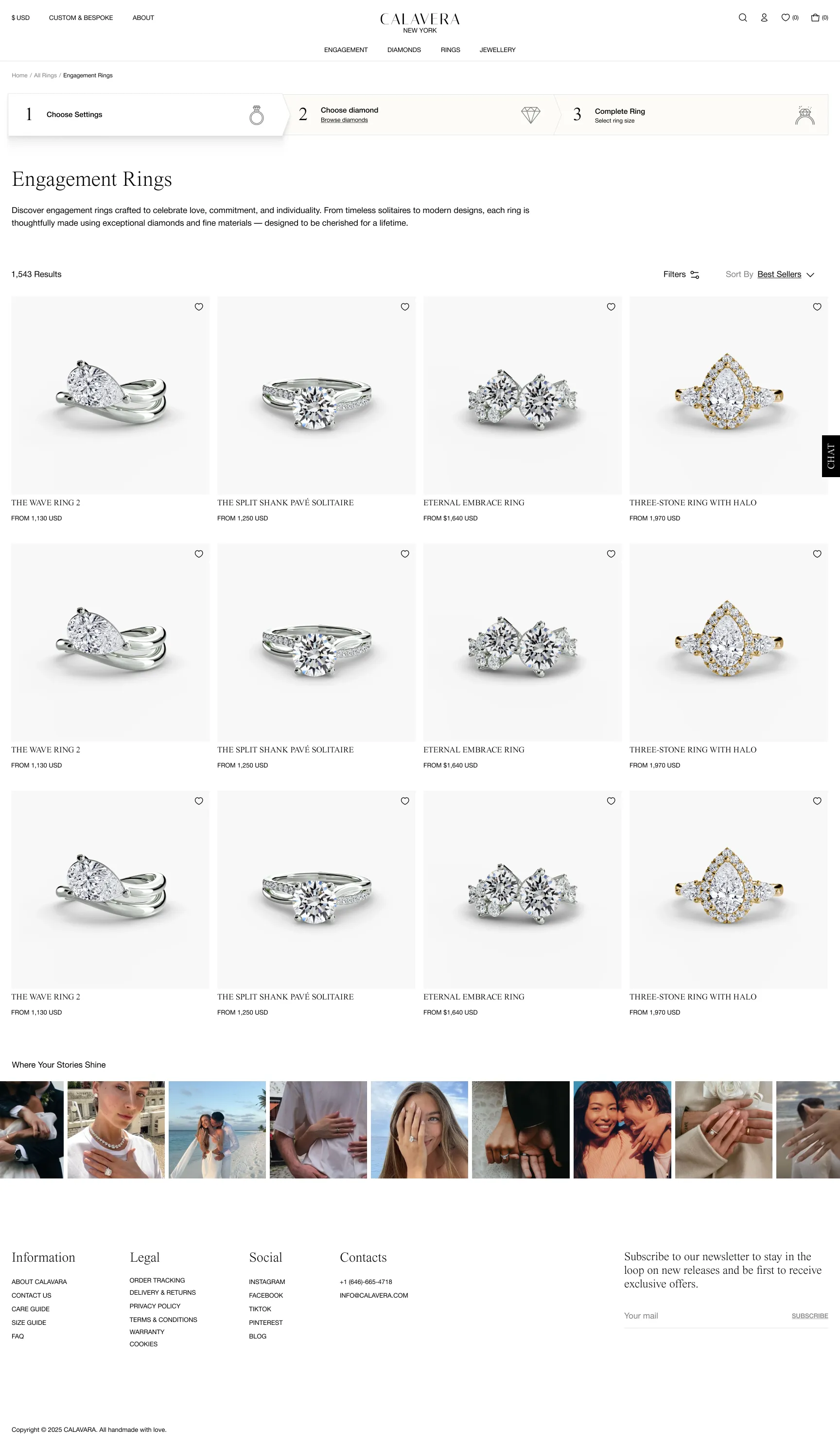 Calavera ring settings page